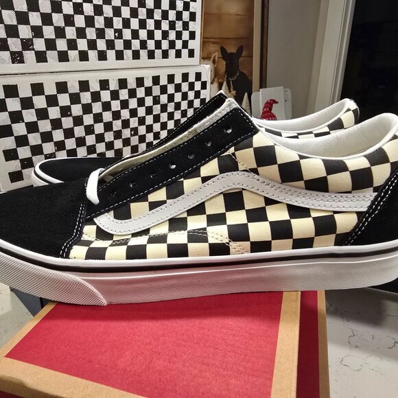VANS Old Skool Primary Check Black White Checkerboard Men's Sz 12 VN0A38G1P0S - Picture 6 of 16